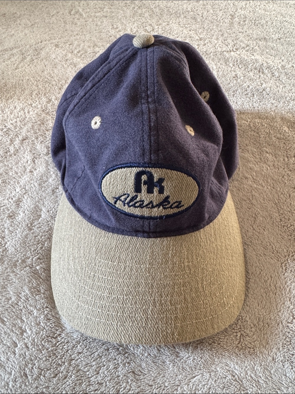 Vintage Alaska Arctic Circle Embroidered Baseball Cap Navy Beige Strapback‎ Hat